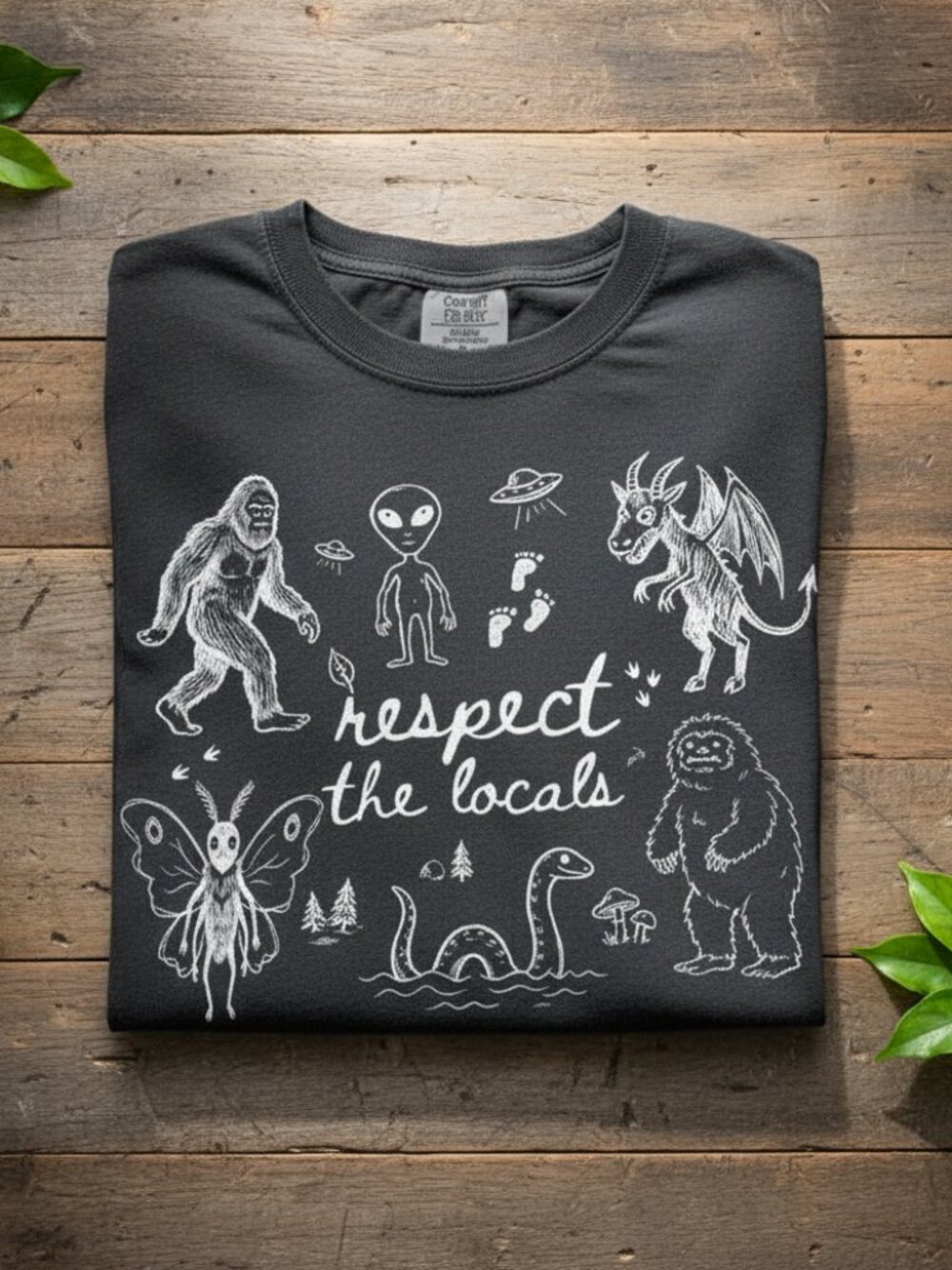 Respect The Locals Cryptid Graphic Tee | Bigfoot Mothman Alien Shirt